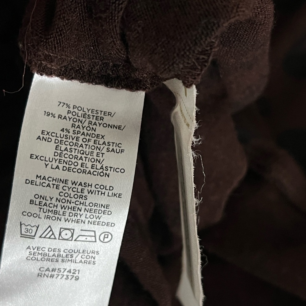 Ann Taylor Dress Sz Med Brown Animal Print Long Sleeve midi/maxi blouson office - Picture 5 of 5